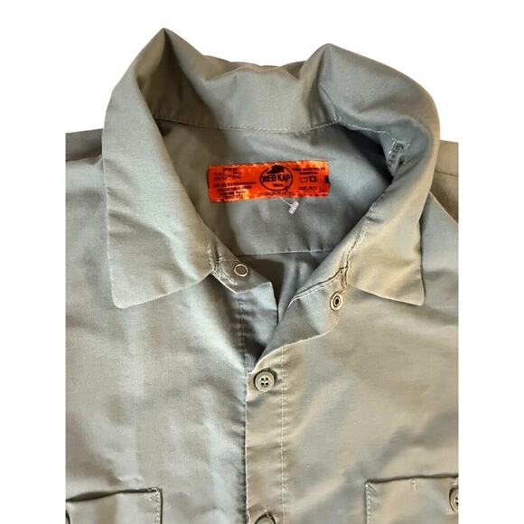 Red Kap Work Shirt Mens 3XL Solid Green 2 Pocket Industrial Uniform Long Sleeve - Picture 3 of 4